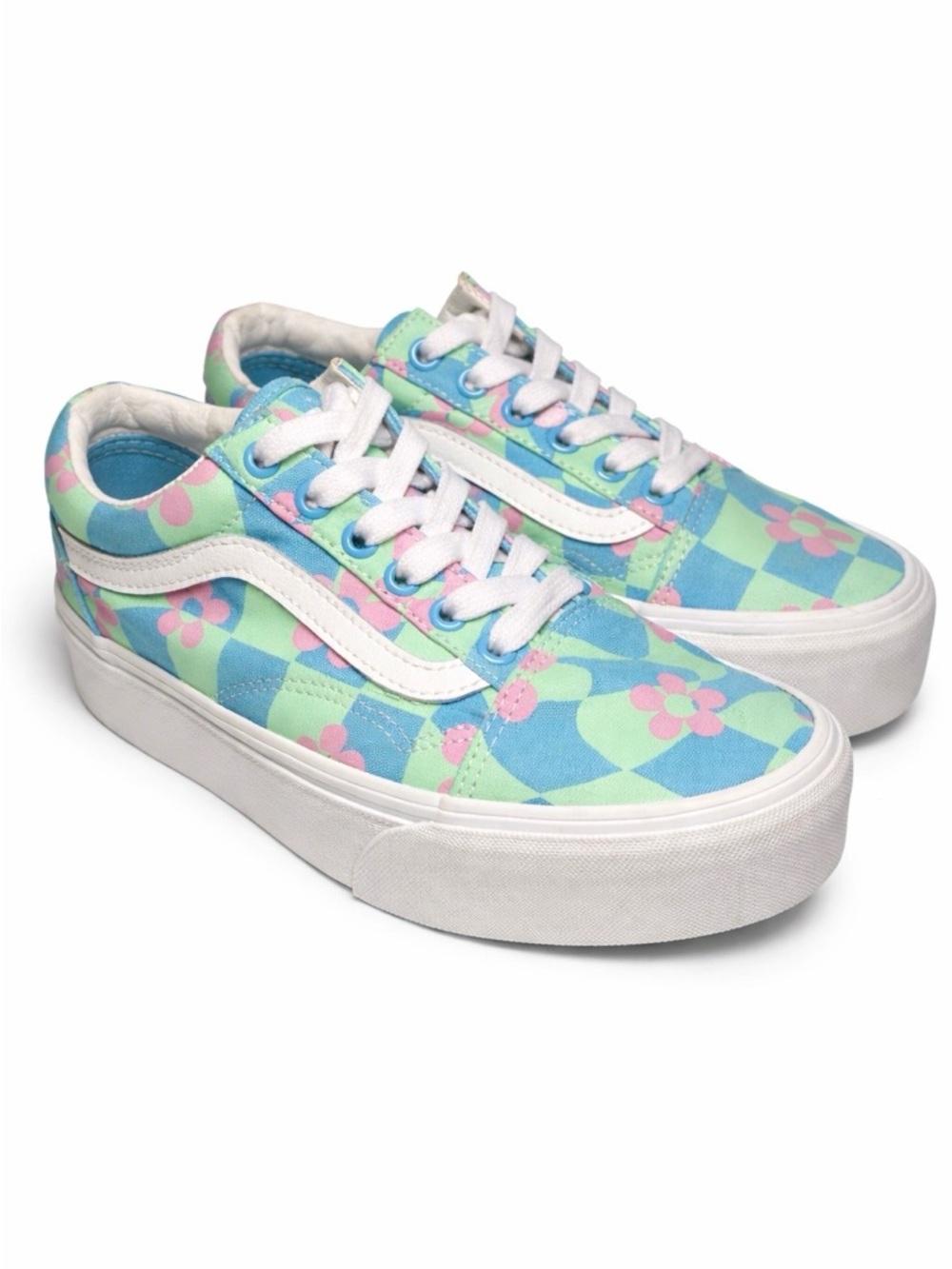 Vans Old Skool Pastel Checker Floral Sneakers Women’s 6 Y2K Retro